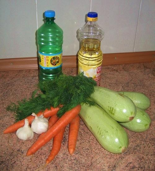 Ингредиенты для салата из кабачков